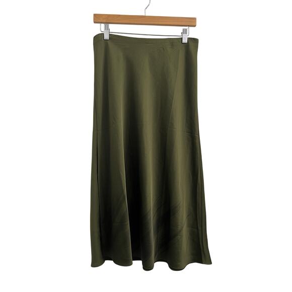 J. Crew Olive Midi Satin Slip Skirt size Small - Picture 2 of 5